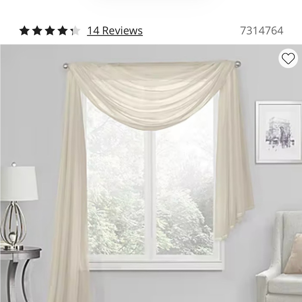 Chocolate JCP Home Swag Valance-6 yards x 48 inches. First picture is an example